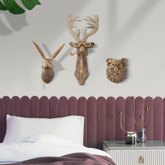 New Gold Animal Head Wall Decor, Deer Sculpture for Living Room, Office, Bedroom - Picture 5 of 7